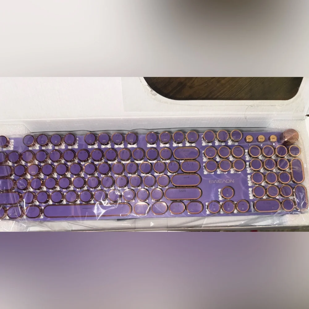 EWEADN Typewriter Style Mechanical Keyboard, Wired Backlit PC-Purple New in Box